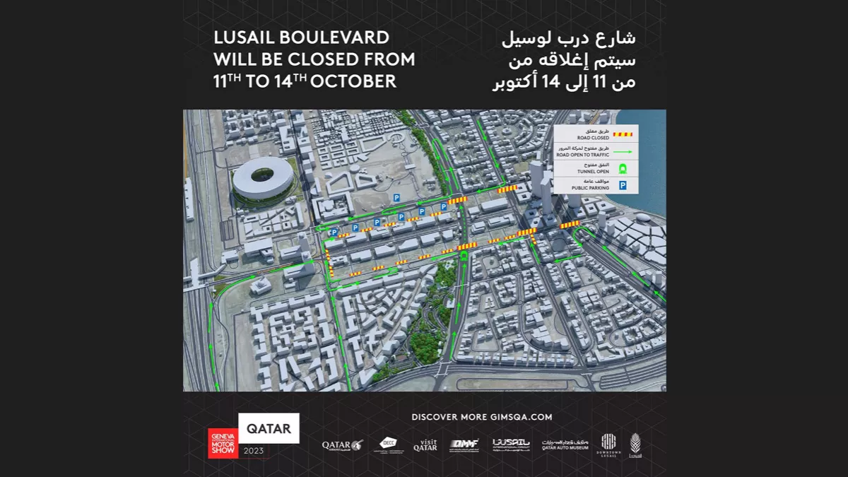 Main road of Lusail Boulevard will be closed for traffic from October 11 to 14