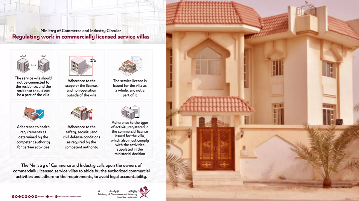 MOCI issues circular regulating the work in commercially licensed service villas