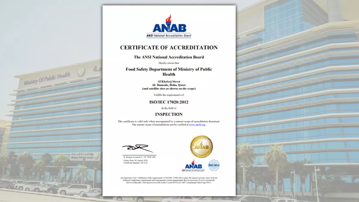 International accreditation to MOPH Food Safety Department