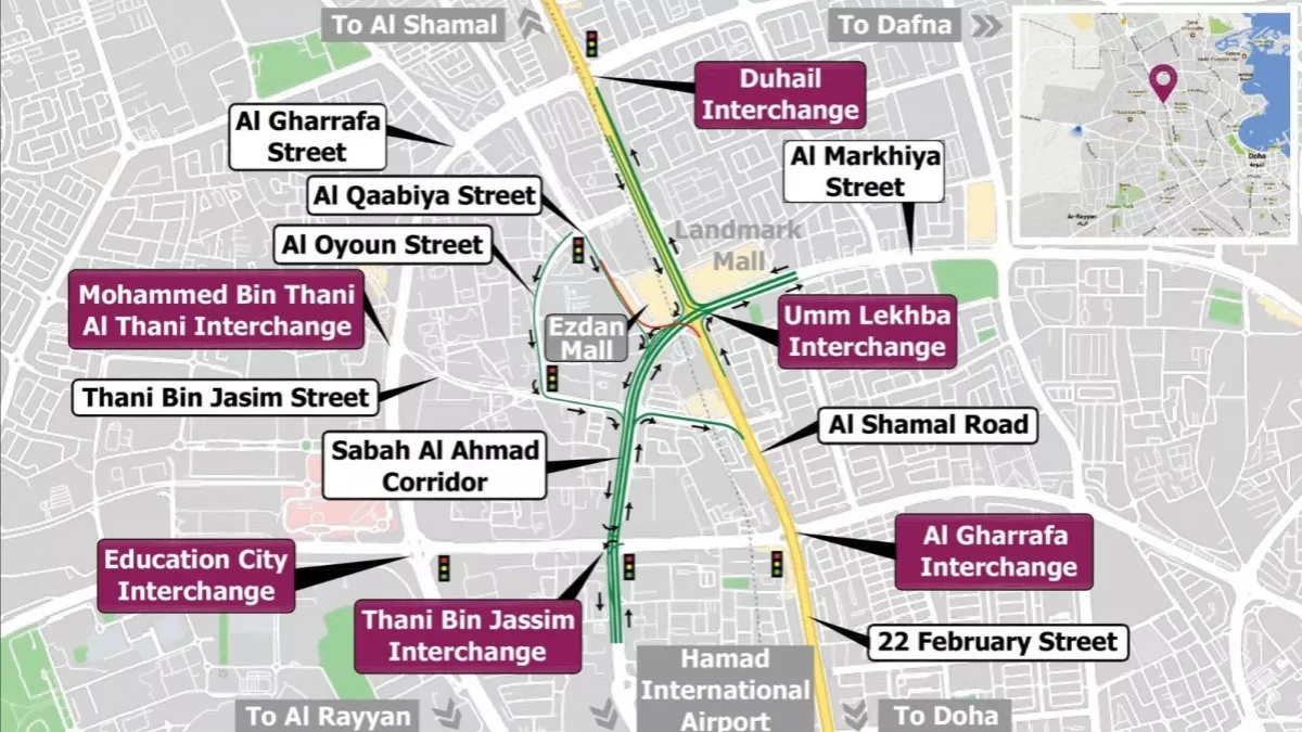 A 5-day road closure at Umm Lekhba Interchange was announced by Ashgal