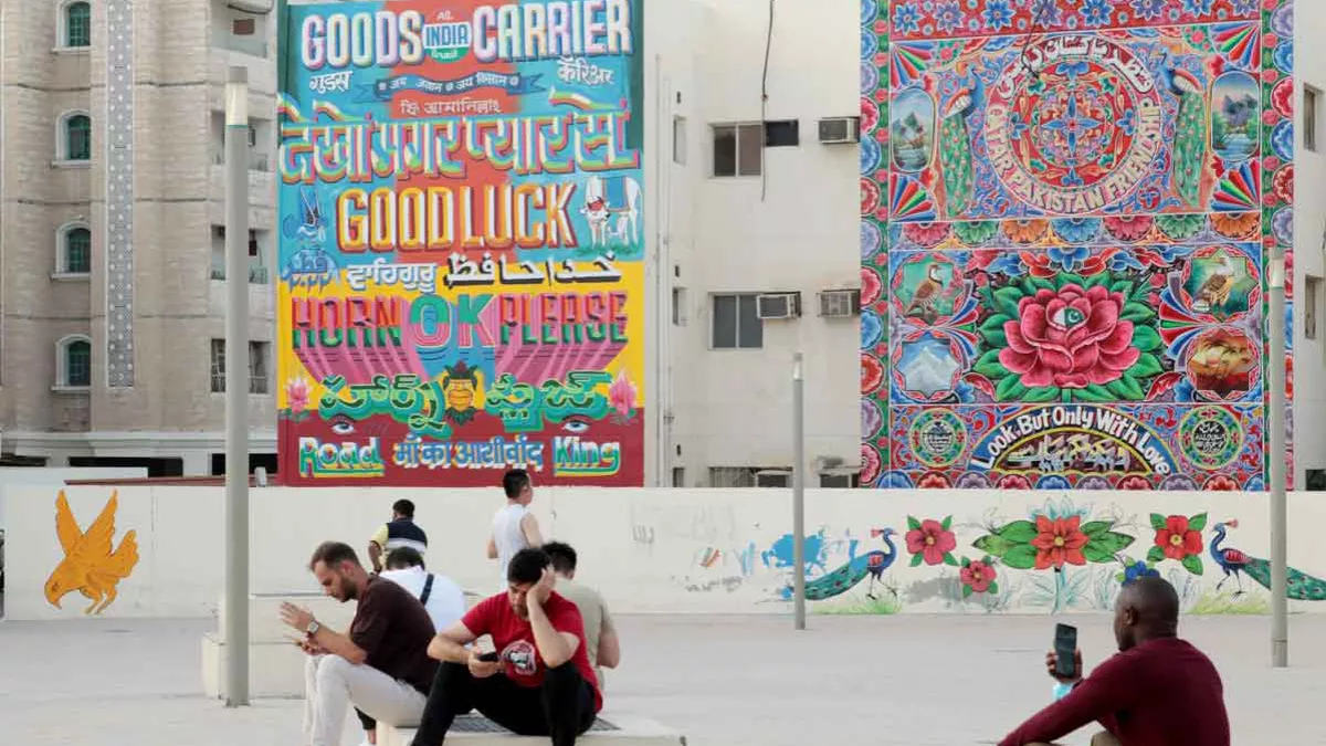 The truck art mural at Mansoura by Indian and Pakistani artists