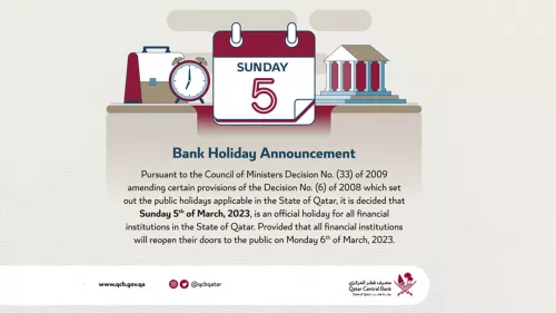 First Sunday of March announced as official holiday for all financial institutions in Qatar