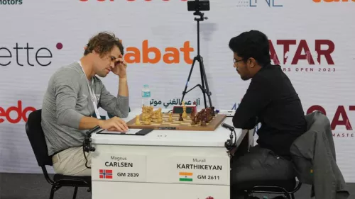 Qatar Masters 2023; Karthikeyan Murali shocked the defending world champion Magnus Carlsen in the pivotal seventh round